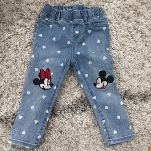 Baby Gap Disney Minnie & Mickey Denim Jeans/Leggings Size Toddler 2T